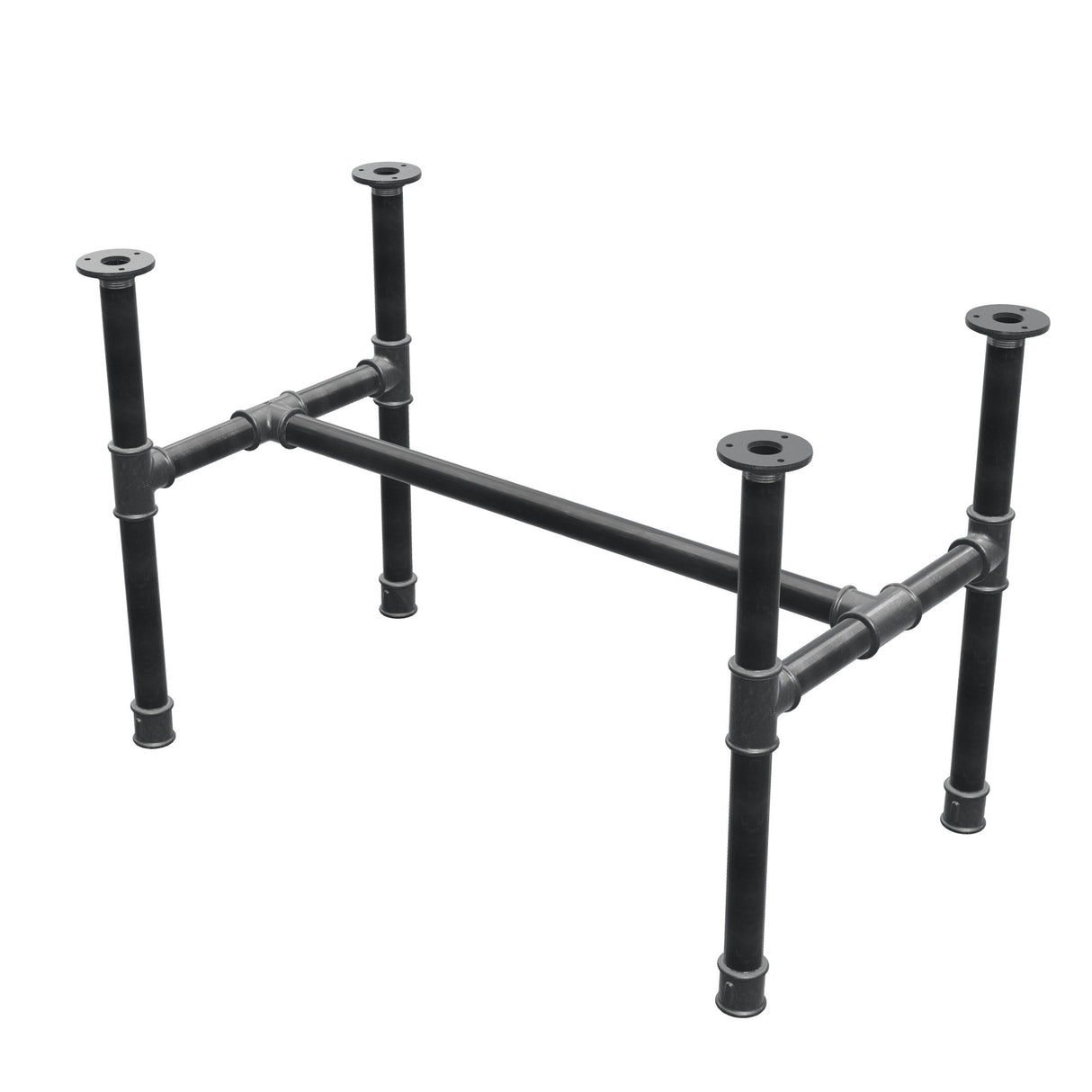 Onderstel voor salontafel, H-frame, gietijzer en staal Ø 34 mm, 82 × 46 cm, hoogte 52 cm