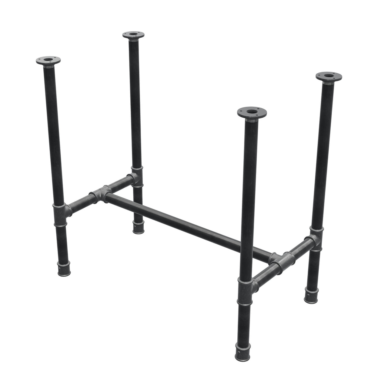 Onderstel voor eettafel, H-frame, gietijzer en staal Ø 34 mm, 82 × 46 cm, hoogte 75 cm