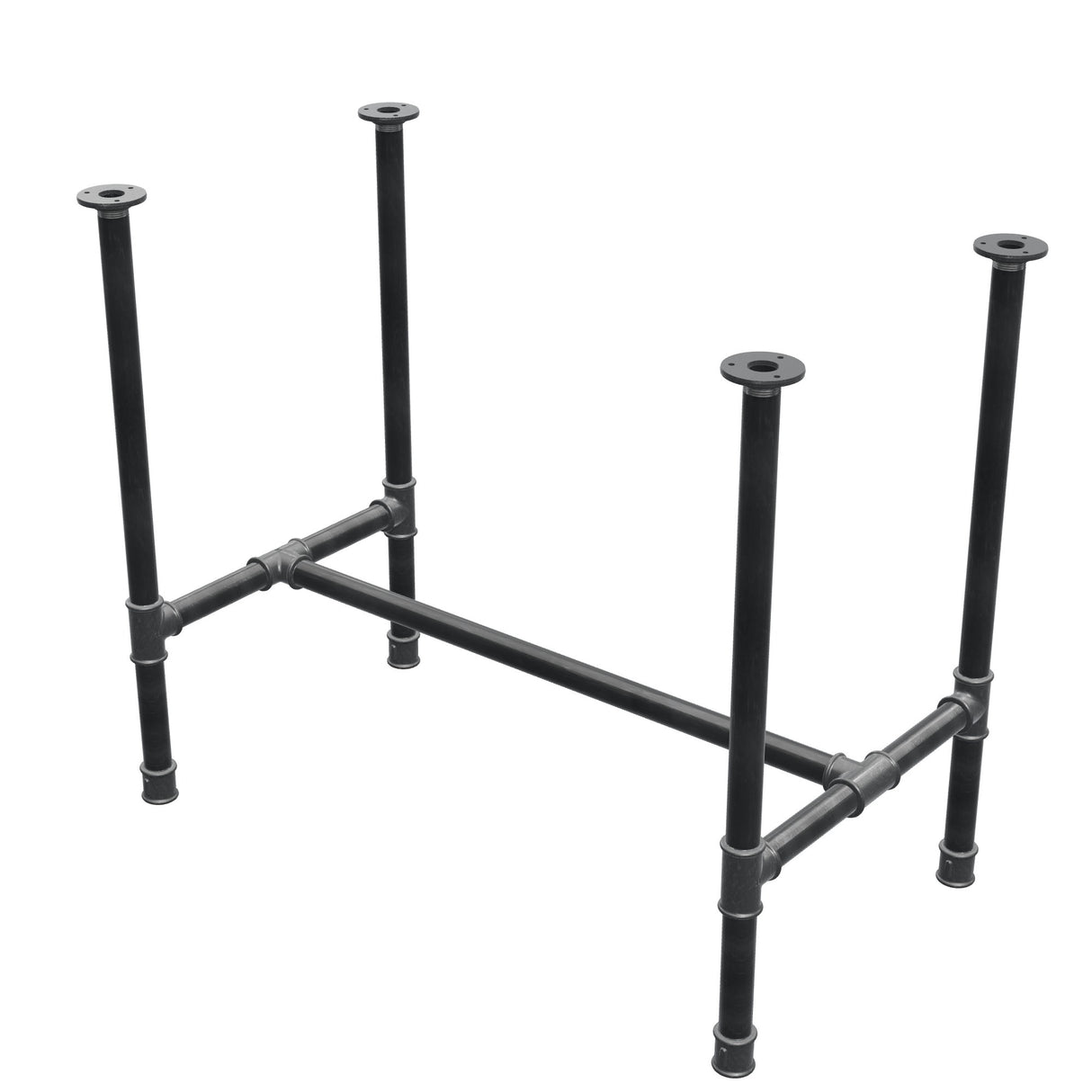 Onderstel voor eettafel, H-frame, gietijzer en staal Ø 34 mm, 92 × 52 cm, hoogte 75 cm