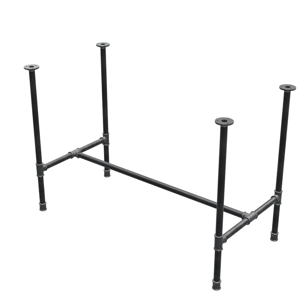 Onderstel voor eettafel, H-frame, gietijzer en staal Ø 27 mm, 111 × 55 cm, hoogte 74 cm