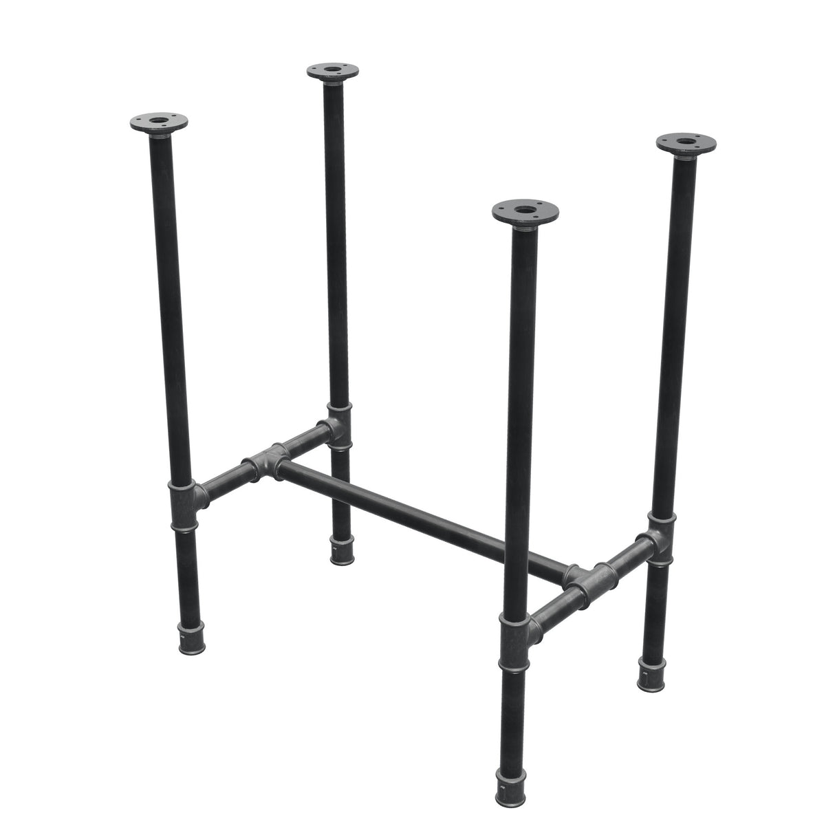 Onderstel voor eettafel, H-frame, gietijzer en staal Ø 27 mm, 61 × 39 cm, hoogte 74 cm