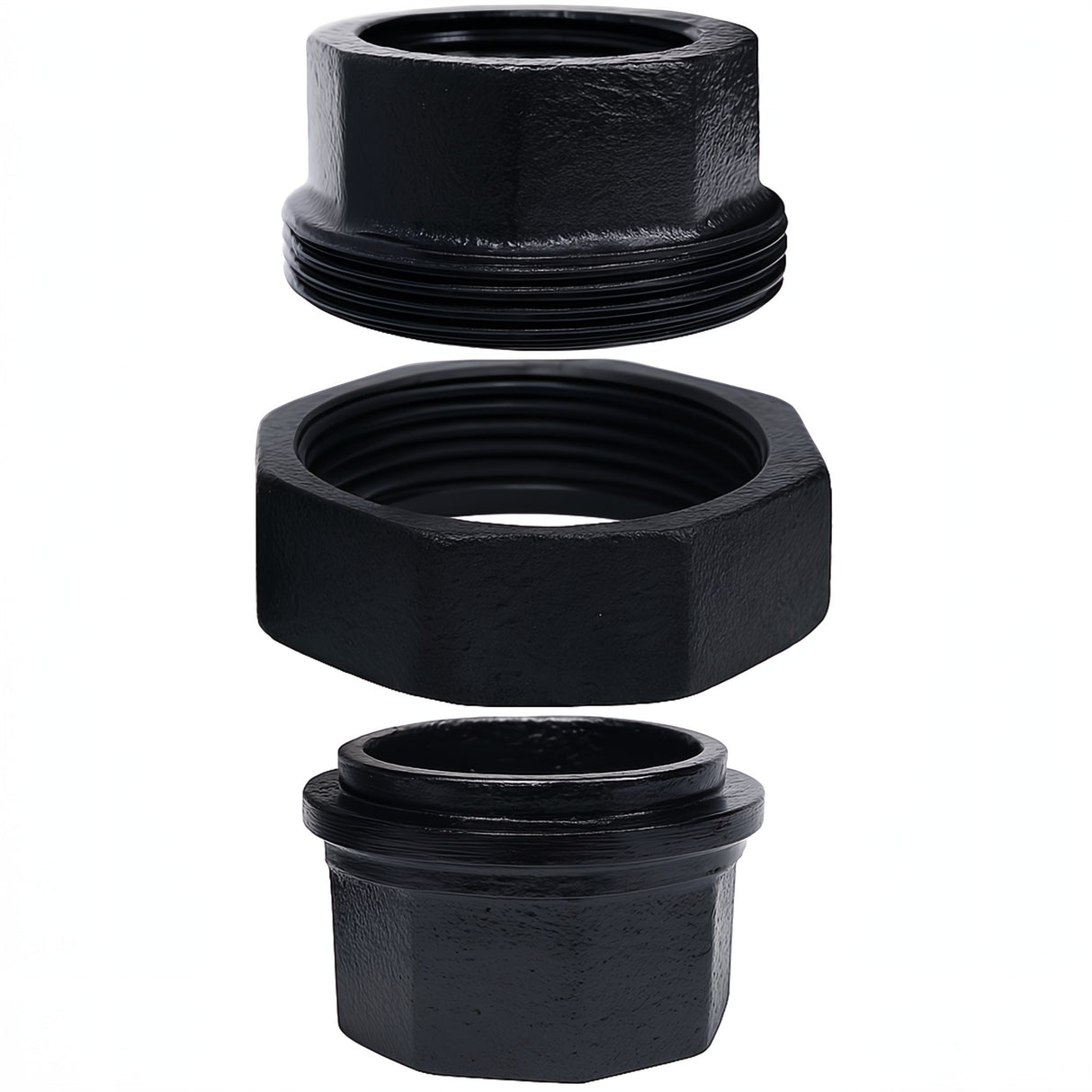 Raccord en 3 parties peint en noir 20x27mm