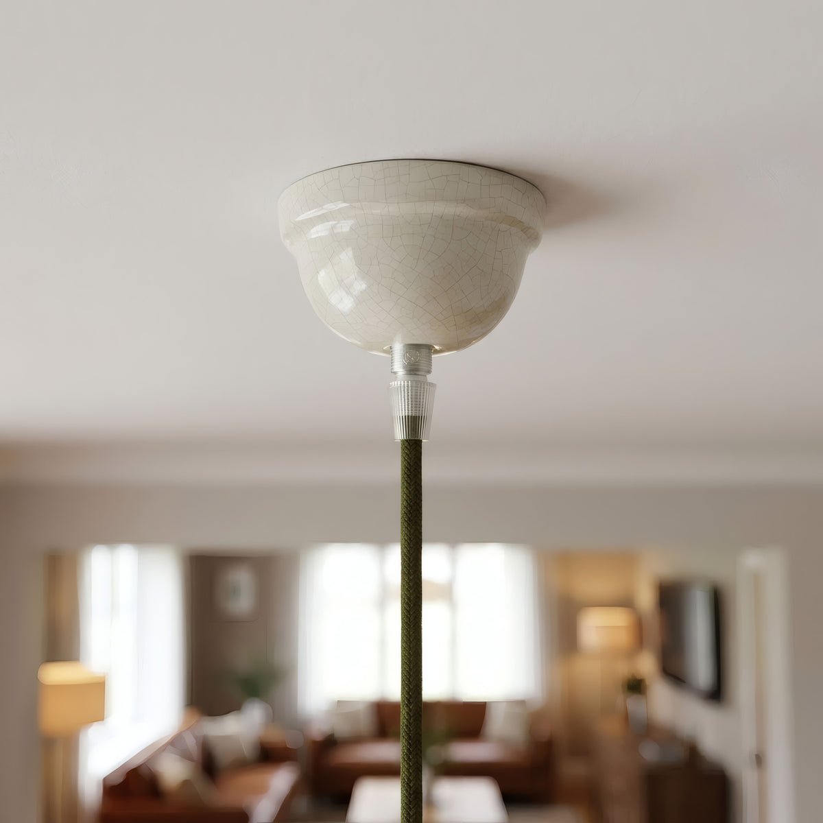 Plafondkap van geglazuurd keramiek — Ø 75 mm / Craquelé-look