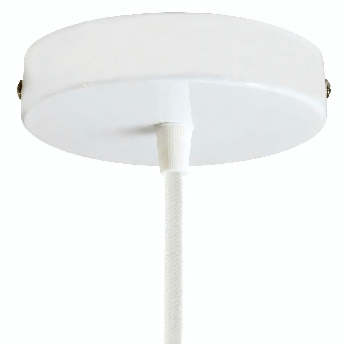 Cilindrische plafondkap van metaal, Ø 120 mm — Conisch thermoplast / Glanzend wit