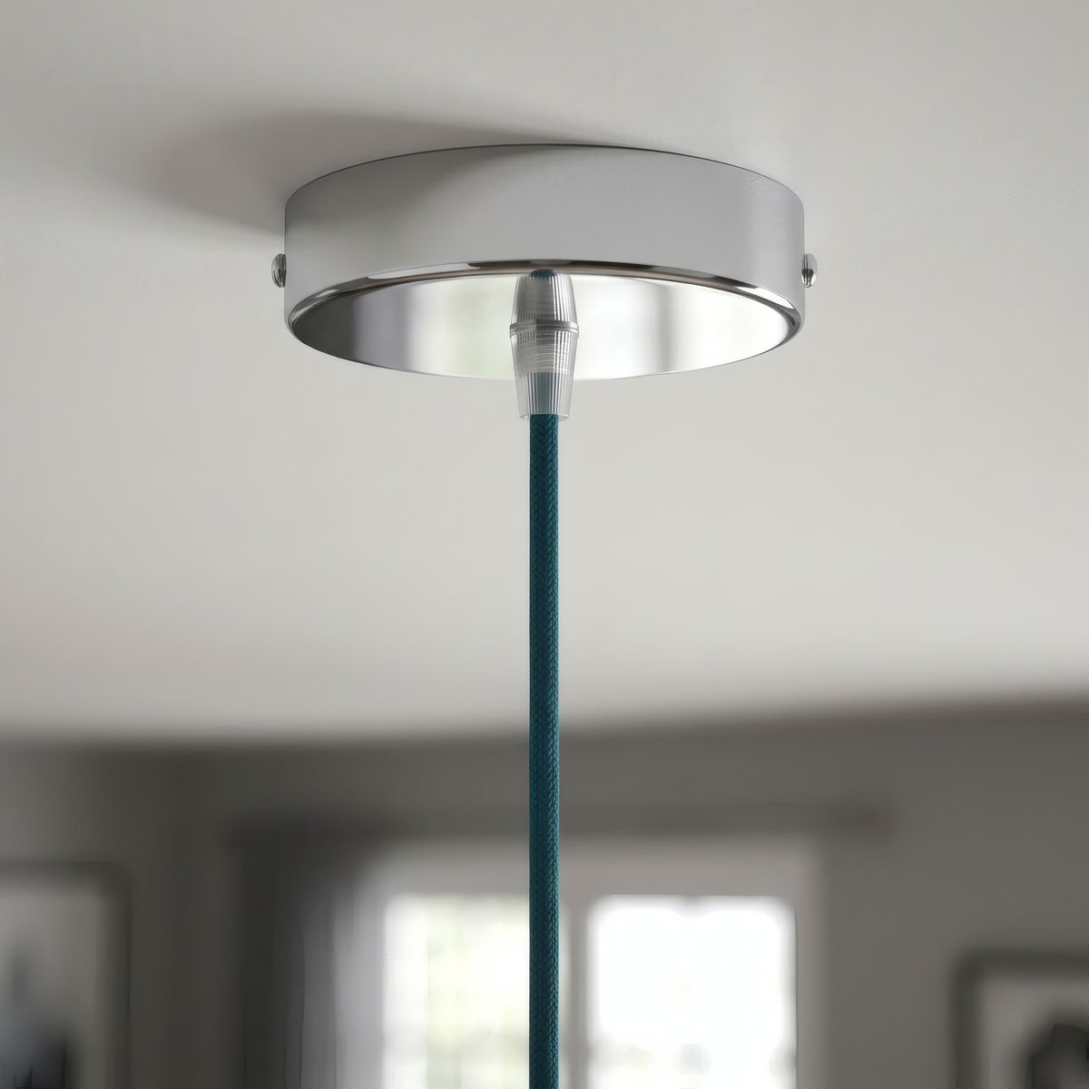 Cilindrische plafondkap van metaal, Ø 120 mm — Conisch thermoplast / Chroom