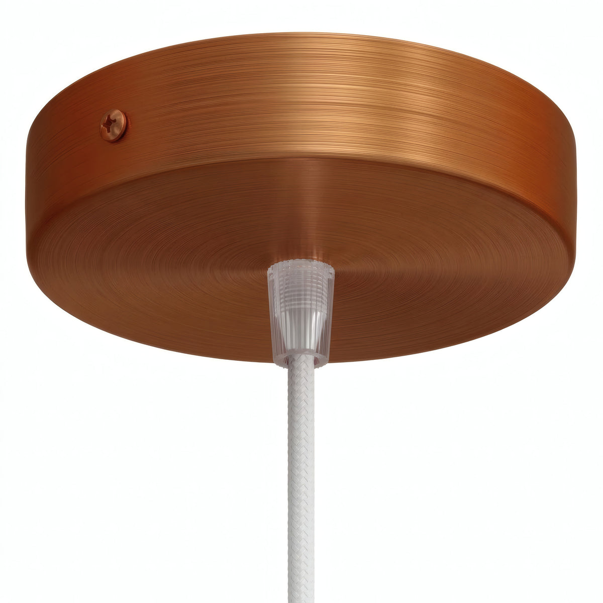 Cilindrische plafondkap van metaal, Ø 120 mm — Conisch thermoplast / Satijn koper