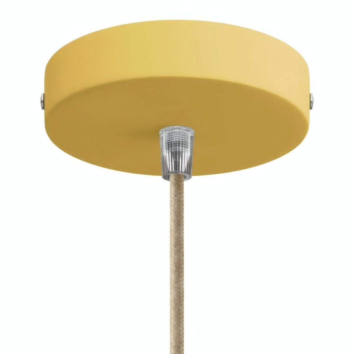 Cilindrische plafondkap van metaal, Ø 120 mm — Conisch thermoplast / Mosterdgeel