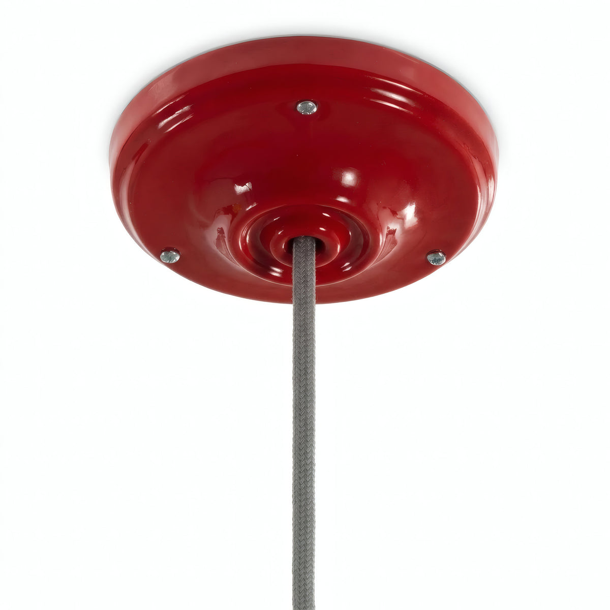 Porseleinen plafondkap met bevestigingsset, Ø 105 mm — Rood