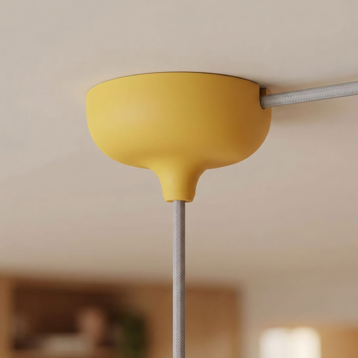 Siliconen plafondkap Ø 88 mm, centrale opening en zijuitgang — Geel