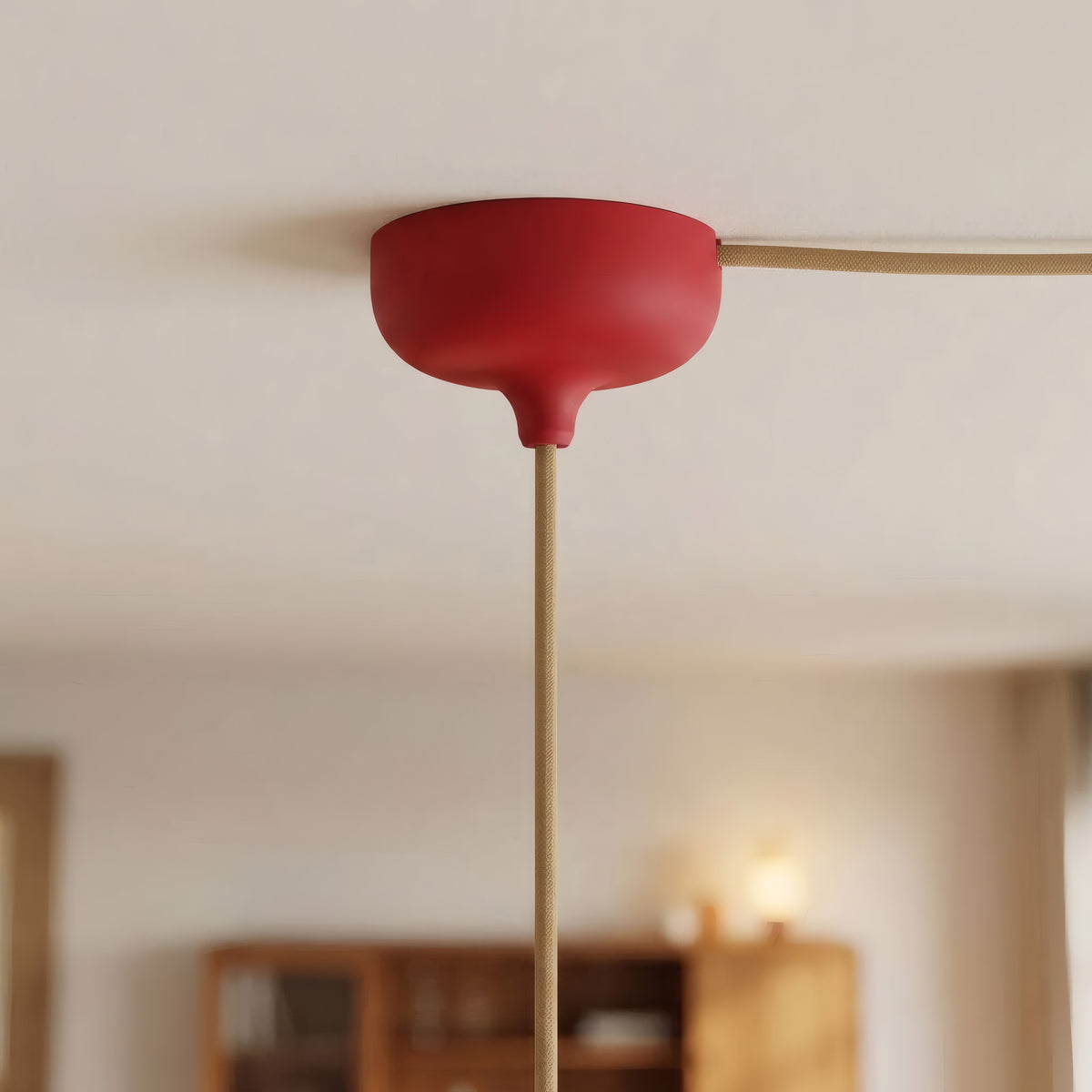 Siliconen plafondkap Ø 88 mm, centrale opening en zijuitgang — Rood