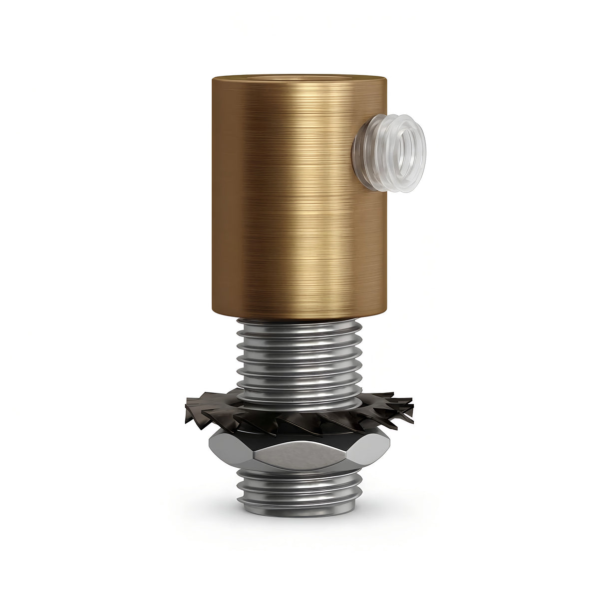Cilindrische metalen trekontlasting M10x1, moer en ring — Satijn brons