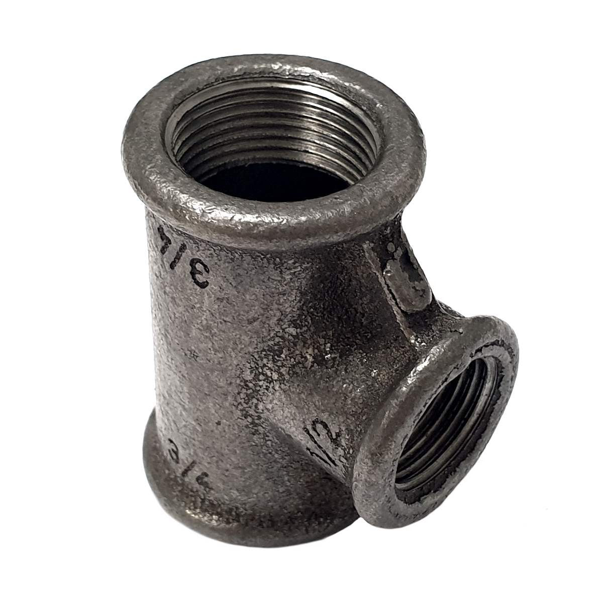 Raccord Té réduit fonte noire Fem/Fem/Fem