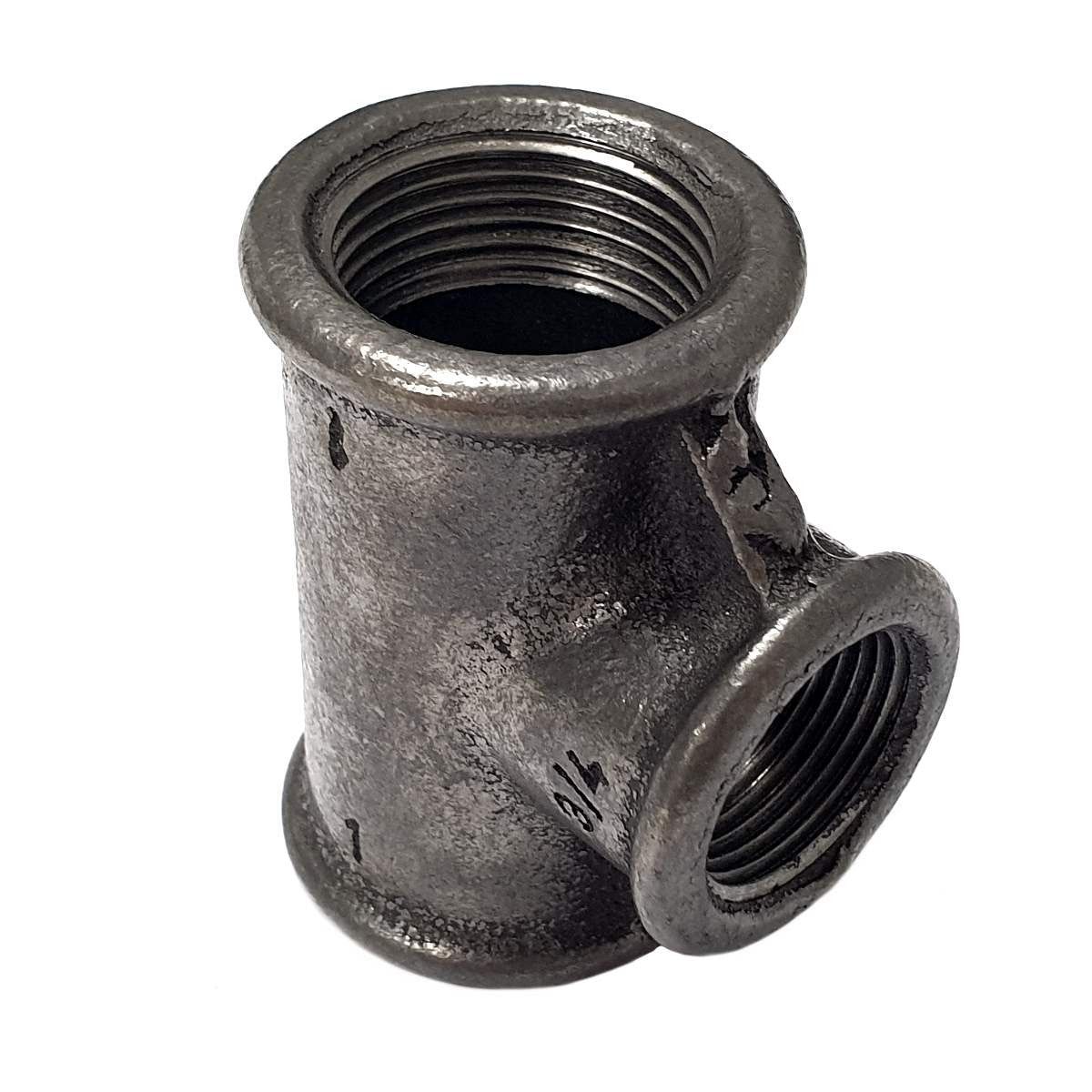 Raccord Té réduit fonte noire Fem/Fem/Fem