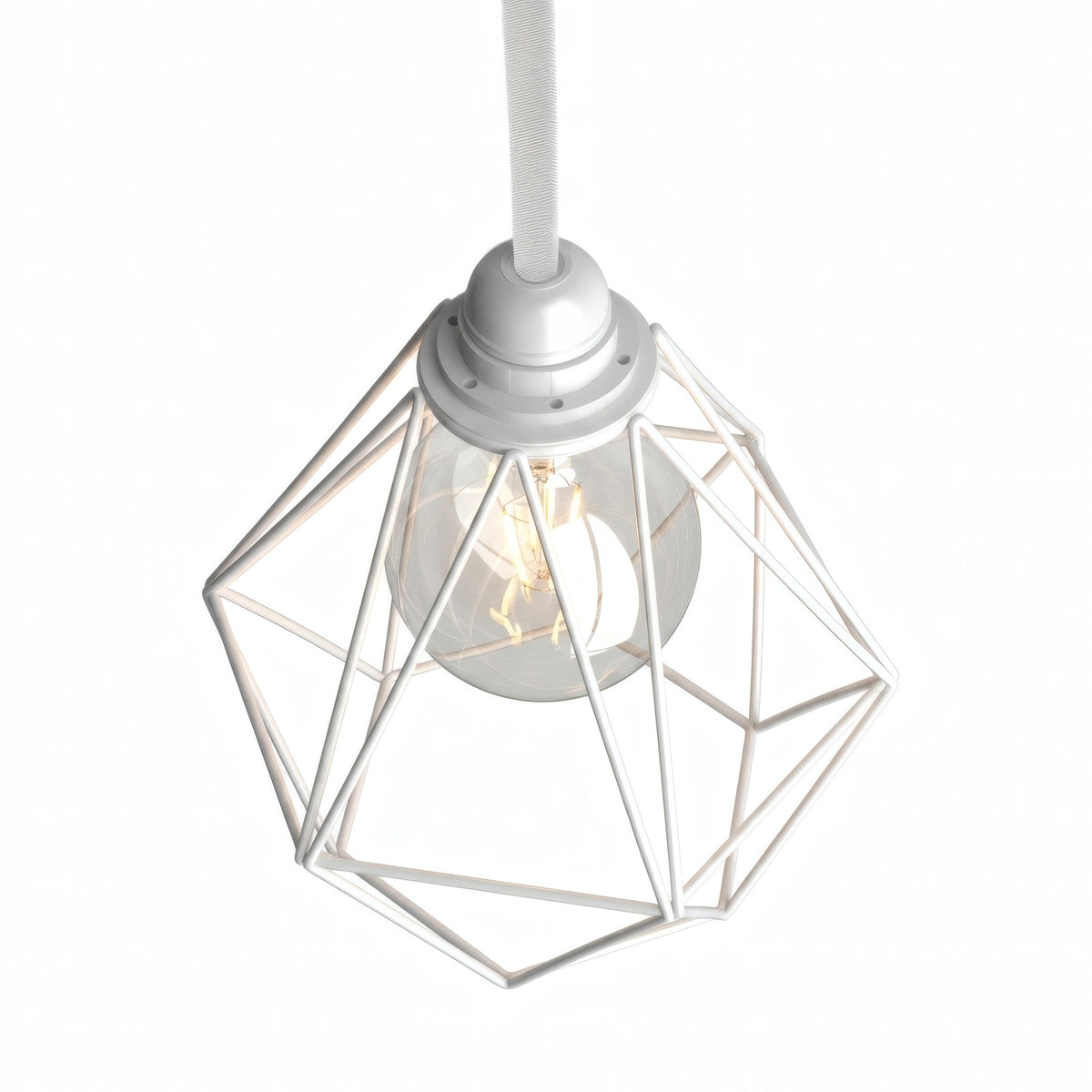 Kooilampenkap in diamantvorm van metaal voor E27-fitting — Wit