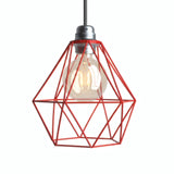 Kooilampenkap in diamantvorm van metaal voor E27-fitting — Rood