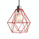 Kooilampenkap in diamantvorm van metaal voor E27-fitting — Rood