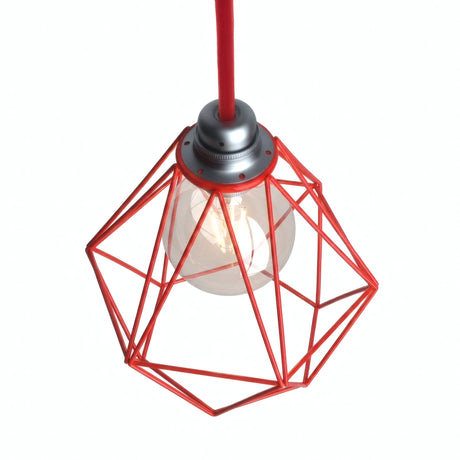 Kooilampenkap in diamantvorm van metaal voor E27-fitting — Rood