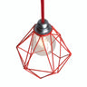Kooilampenkap in diamantvorm van metaal voor E27-fitting — Rood