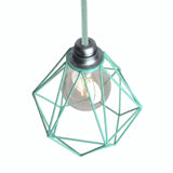 Kooilampenkap in diamantvorm van metaal voor E27-fitting — Turquoise