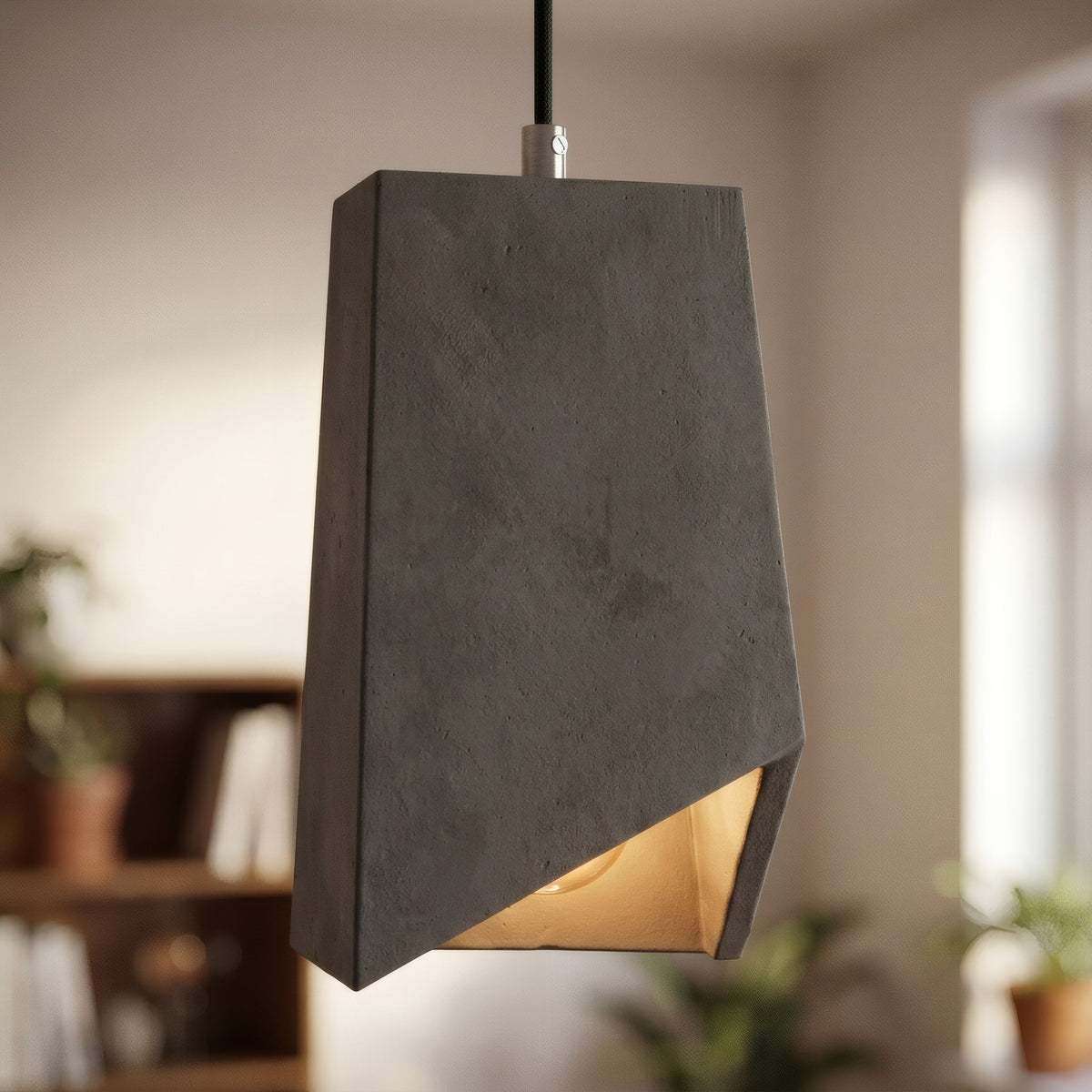 Prismavormige lampenkap van cement met E27-fitting