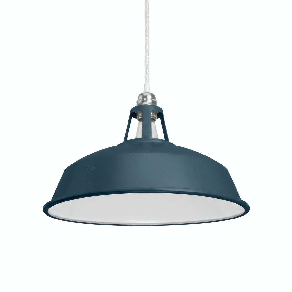 Klokvormige geëmailleerde lampenkap Ø 38 cm voor E27-fitting — Petrolblauw