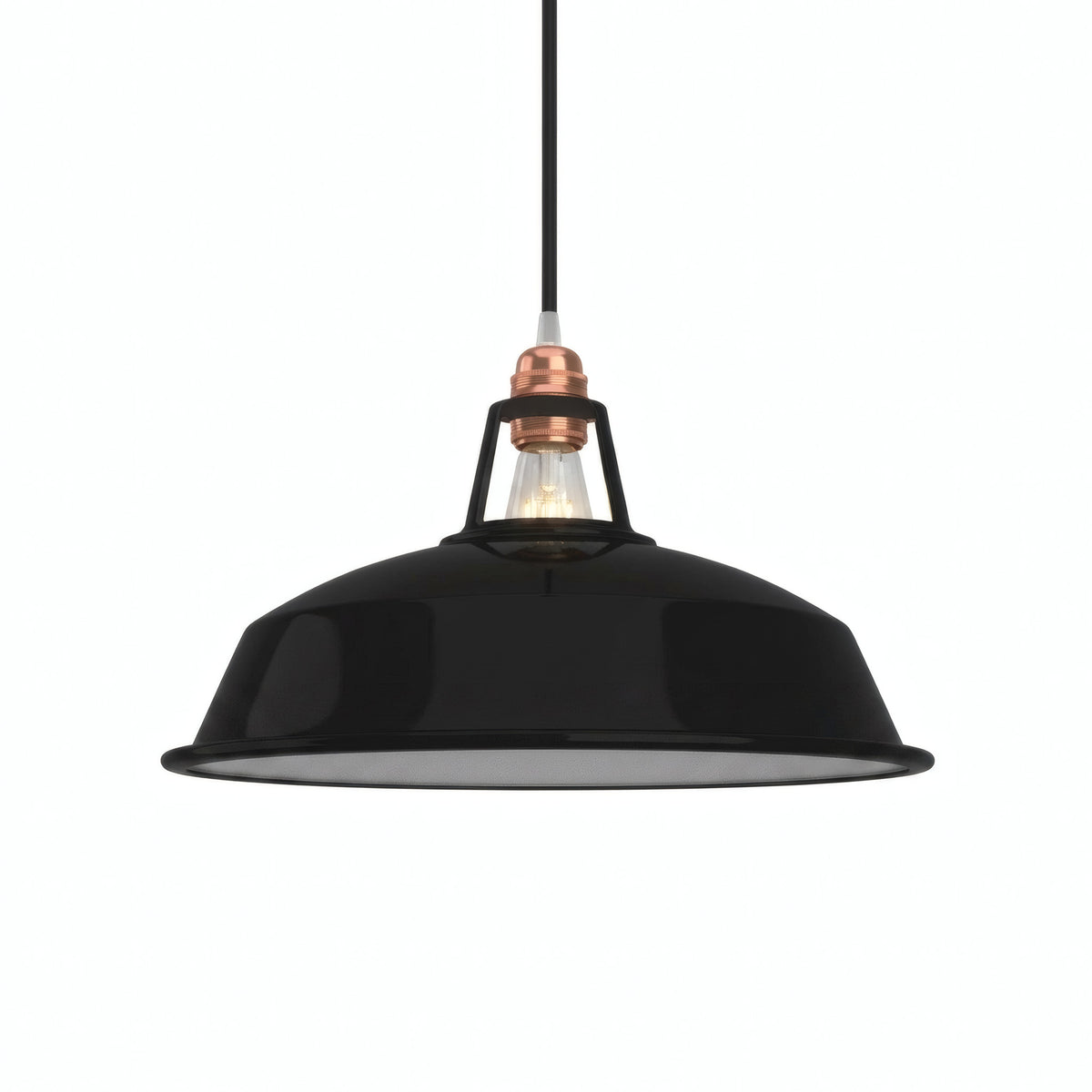 Klokvormige geëmailleerde lampenkap Ø 38 cm voor E27-fitting — Zwart
