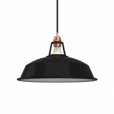 Klokvormige geëmailleerde lampenkap Ø 38 cm voor E27-fitting — Zwart