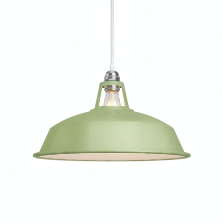 Klokvormige geëmailleerde lampenkap Ø 38 cm voor E27-fitting — Grasgroen