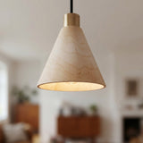 Conische lampenkap van naturel hout voor E27-fitting