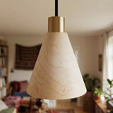 Conische lampenkap van naturel hout voor E27-fitting