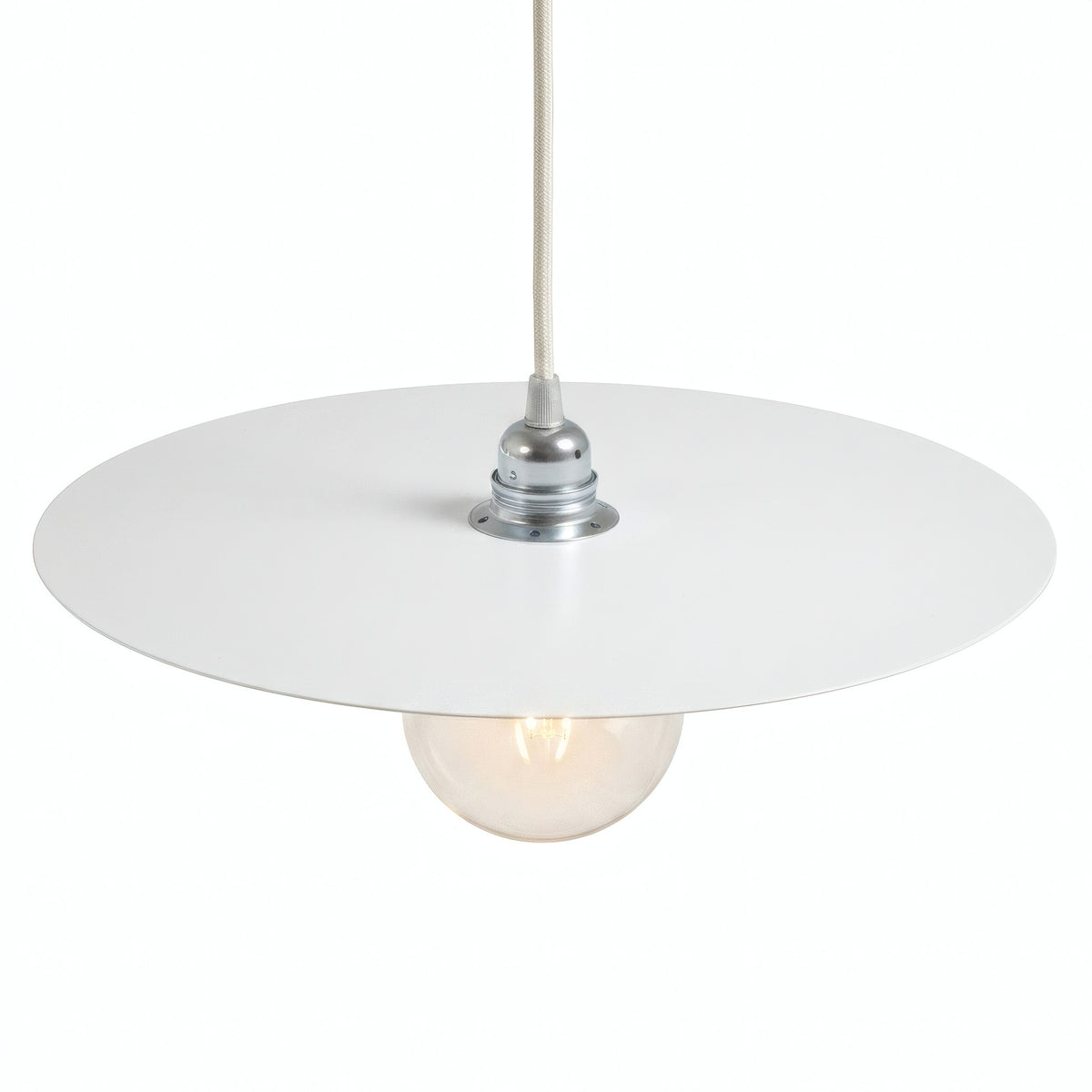 Platte schijf-lampenkap van ijzer Ø 40 cm voor E27-fitting — Wit