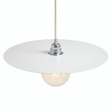 Platte schijf-lampenkap van ijzer Ø 40 cm voor E27-fitting — Wit