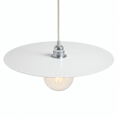 Platte schijf-lampenkap van ijzer Ø 40 cm voor E27-fitting — Wit