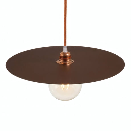 Platte schijf-lampenkap van ijzer Ø 40 cm voor E27-fitting — Cortenlook
