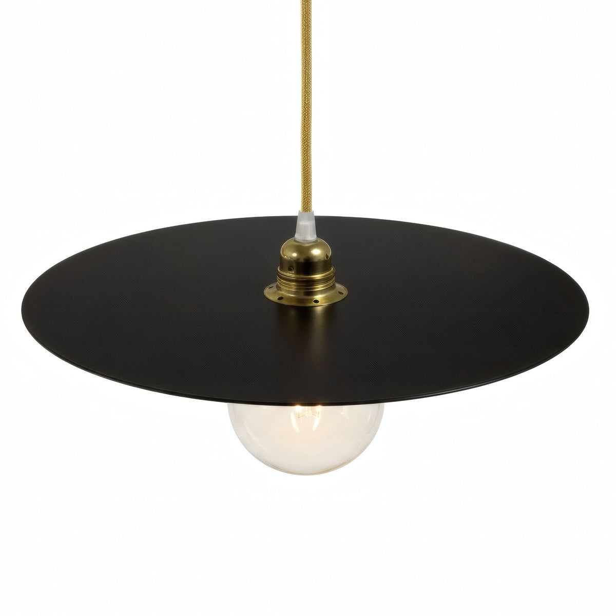 Platte schijf-lampenkap van ijzer Ø 40 cm voor E27-fitting — Zwart