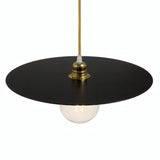 Platte schijf-lampenkap van ijzer Ø 40 cm voor E27-fitting — Zwart