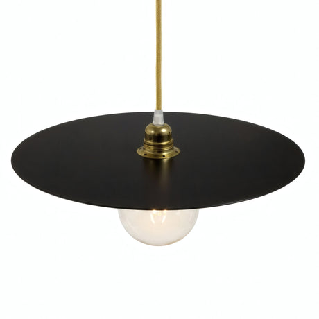 Platte schijf-lampenkap van ijzer Ø 40 cm voor E27-fitting — Zwart