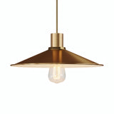 Platte geëmailleerde lampenkap Ø 30 cm voor E27-fitting — Wit en satijn brons