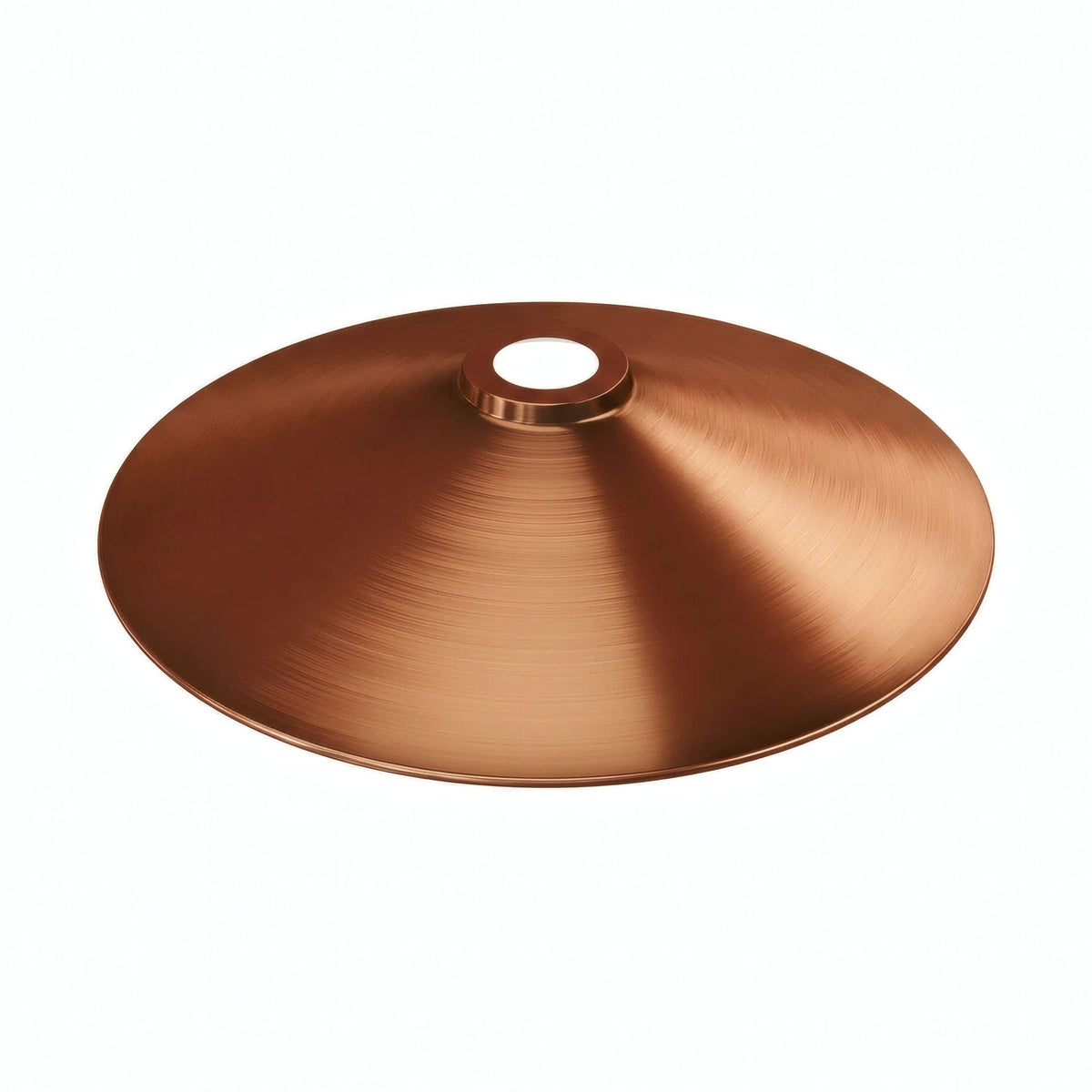 Platte geëmailleerde lampenkap Ø 30 cm voor E27-fitting — Wit en satijn koper