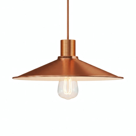 Platte geëmailleerde lampenkap Ø 30 cm voor E27-fitting — Wit en satijn koper