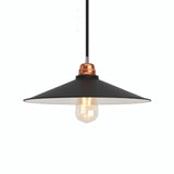 Platte geëmailleerde lampenkap Ø 30 cm voor E27-fitting — Wit en zwart