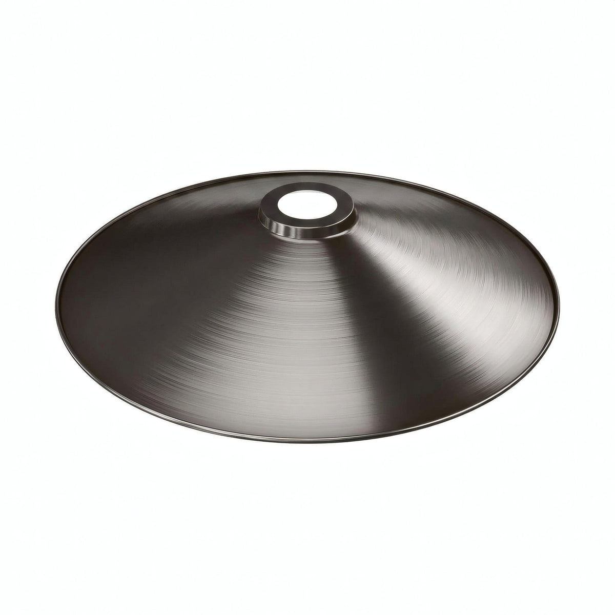 Platte geëmailleerde lampenkap Ø 30 cm voor E27-fitting — Wit en satijn titanium