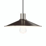 Platte geëmailleerde lampenkap Ø 30 cm voor E27-fitting — Wit en satijn titanium
