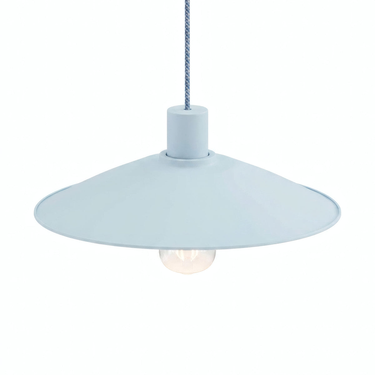 Platte geëmailleerde lampenkap Ø 30 cm voor E27-fitting — Hemelsblauw