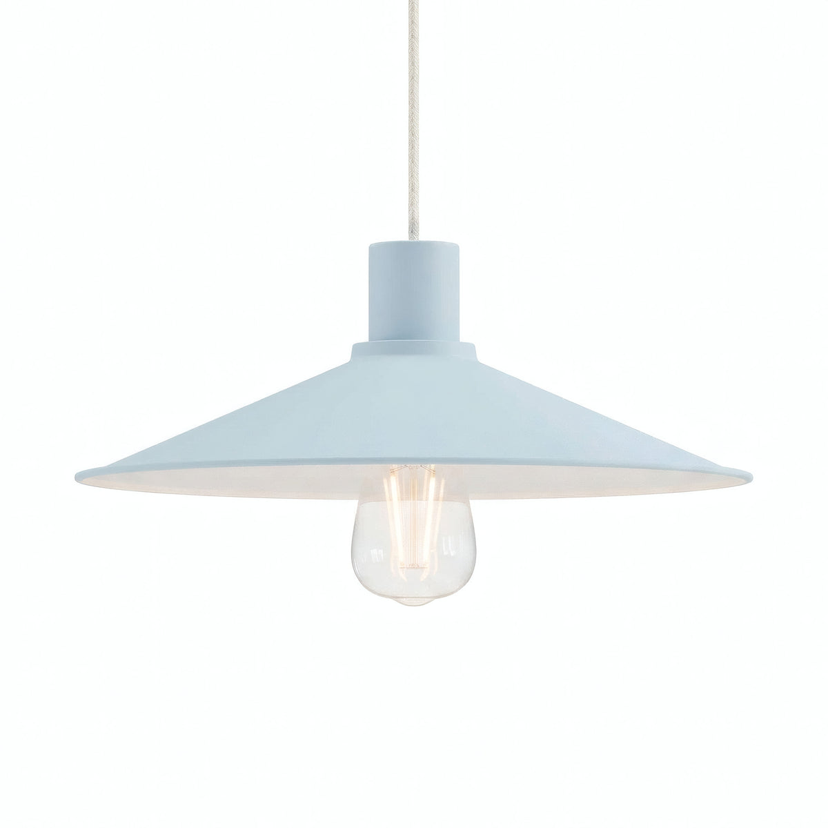 Platte geëmailleerde lampenkap Ø 30 cm voor E27-fitting — Hemelsblauw