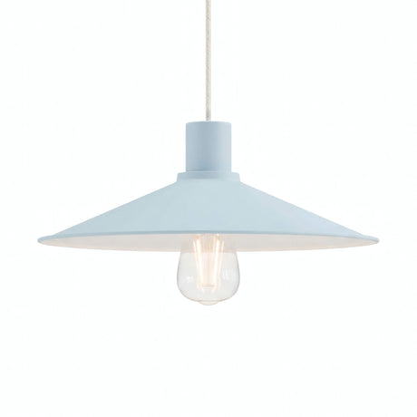 Platte geëmailleerde lampenkap Ø 30 cm voor E27-fitting — Hemelsblauw