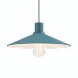 Platte geëmailleerde lampenkap Ø 30 cm voor E27-fitting — Petrolblauw
