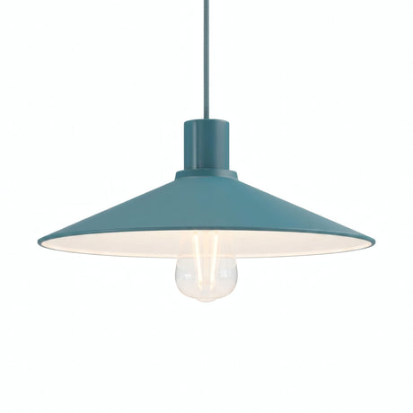 Platte geëmailleerde lampenkap Ø 30 cm voor E27-fitting — Petrolblauw