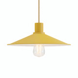 Platte geëmailleerde lampenkap Ø 30 cm voor E27-fitting — Mosterdgeel