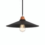 Platte geëmailleerde lampenkap Ø 30 cm voor E27-fitting — Zwart